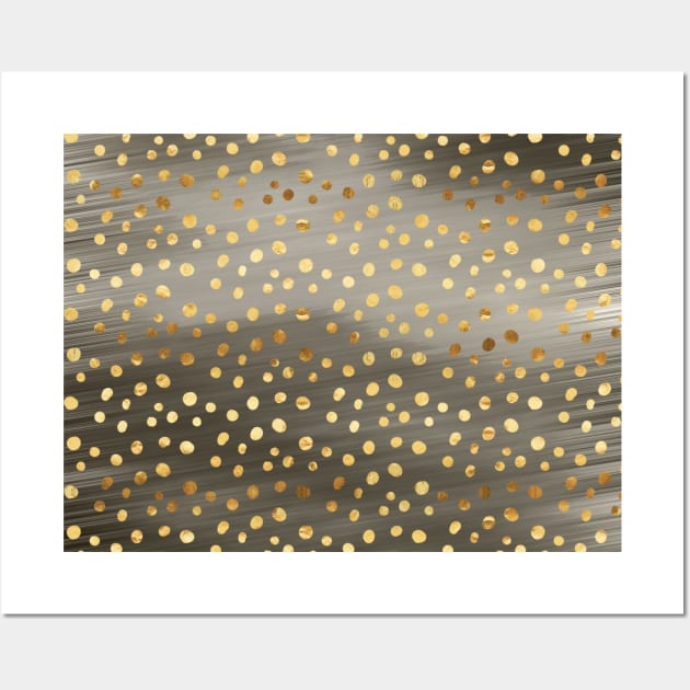 Black and Gold Metallic Polka Dots Wall Art by Printable Pretty